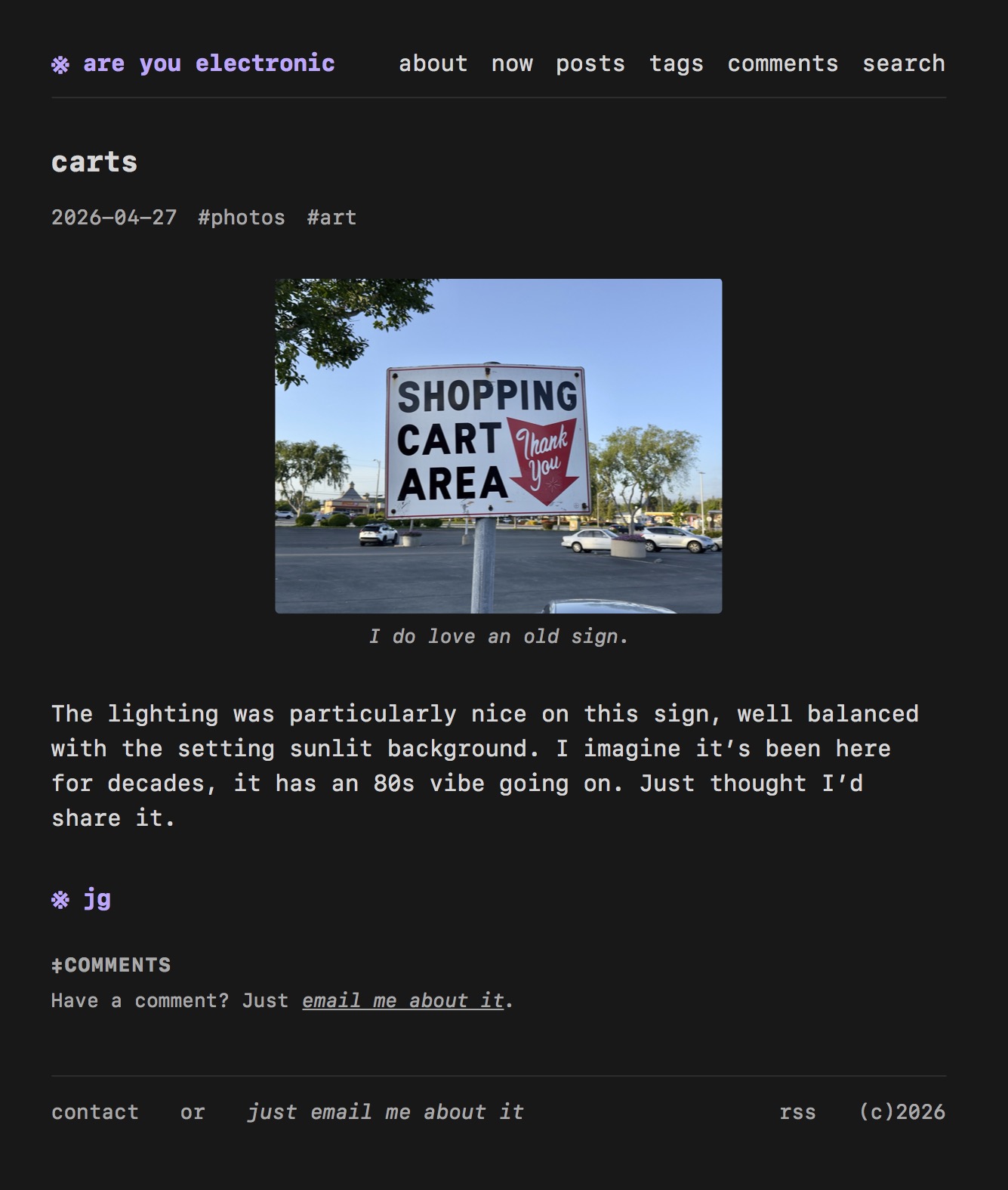 It’s another screenshot of this website, this time of the carts post.